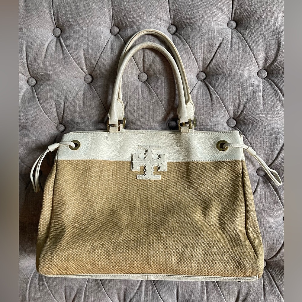 Tory Burch Raffia Tote Shopper Bag
